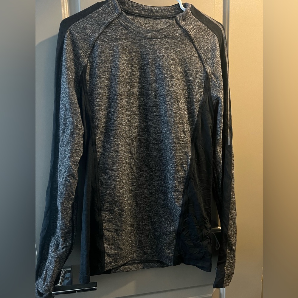 Lululemon Blaze Long Sleeve Shirt Men's Heather Gray Black Rulu Run sz Medium